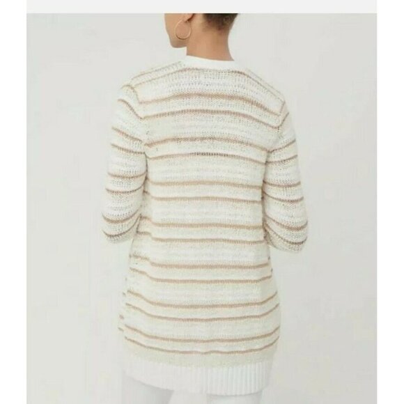 LOFT‎ Cardigan Shimmer Stripe Open Women Size XS knit Oversized NWOT - Picture 4 of 13